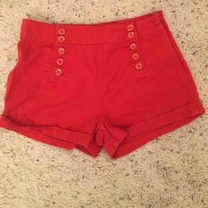 Forever 21 Red Cuffed Shorts Sz 27